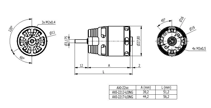Axi 2212/12 V2 Long 1950 RPM/V 59g Outrunner 3 Axi 2212/12 V2 Long 1950 RPM/V 59g Outrunner - Image 3