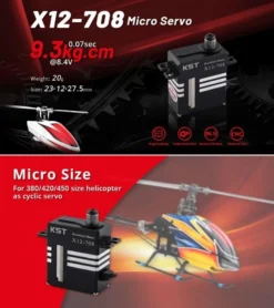 KST X12-708 Brushless Servo - 9.3Kg.cm 0.07s 21.3g 12mm -Remote Control Models Store kst x12 708 brushless servo 9 3kg cm 0 07s 21 3g 12mm 100